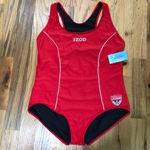 IZOD  Disney one piece bathing suit. Red